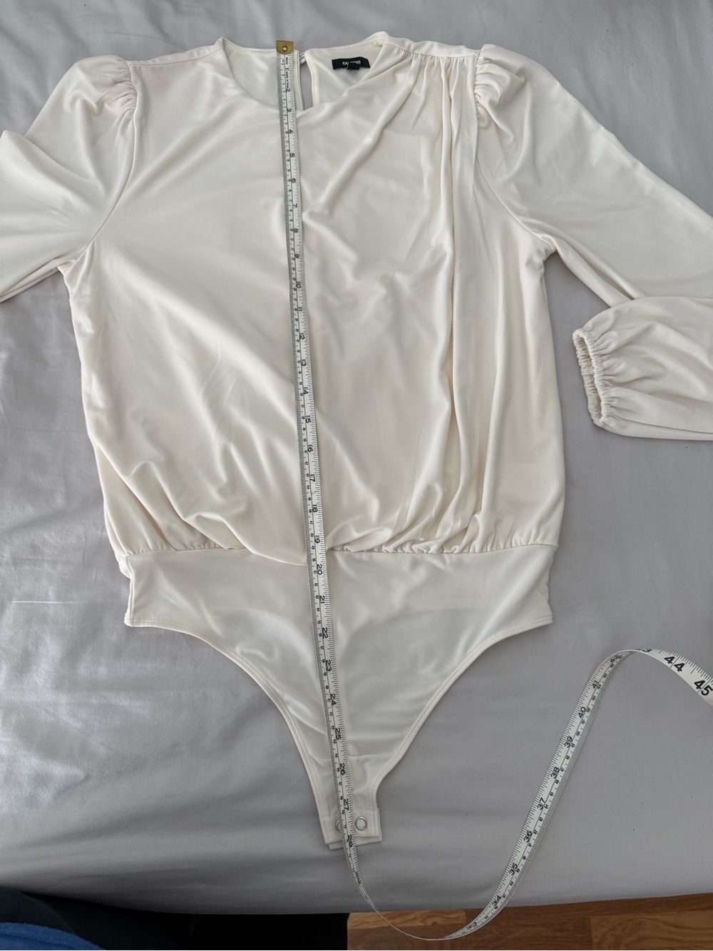 Express Cream Long Sleeve Bodysuit Top